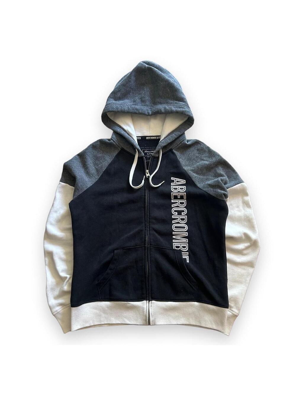 Y2k women’s Abercrombie & Fitch black, gray, and white zip-up hoodie